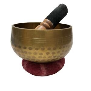 Tibetan Singing Bowl Set 4 inch- 7 Chakra Crystals &  journal w/ Mallet & stand